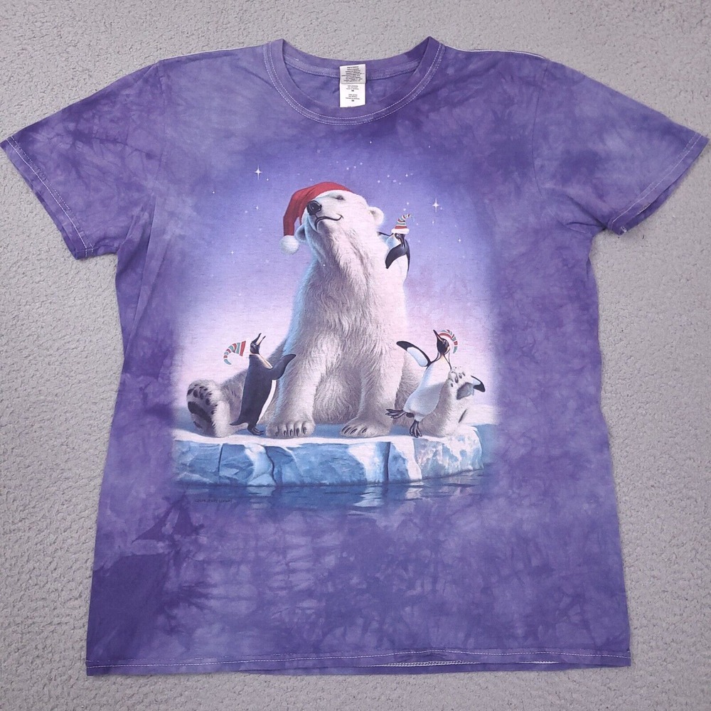 Polar Bear Penguin By Jerry Lofaro 2014 T-Shirt Women Medium Blue Tie Dye Gildan